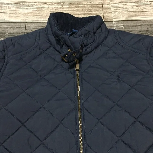 Polo Ralph Lauren Quilted Jacket Boy’s Size L 12-14 Navy Blue Full Zip Pockets - Picture 7 of 8